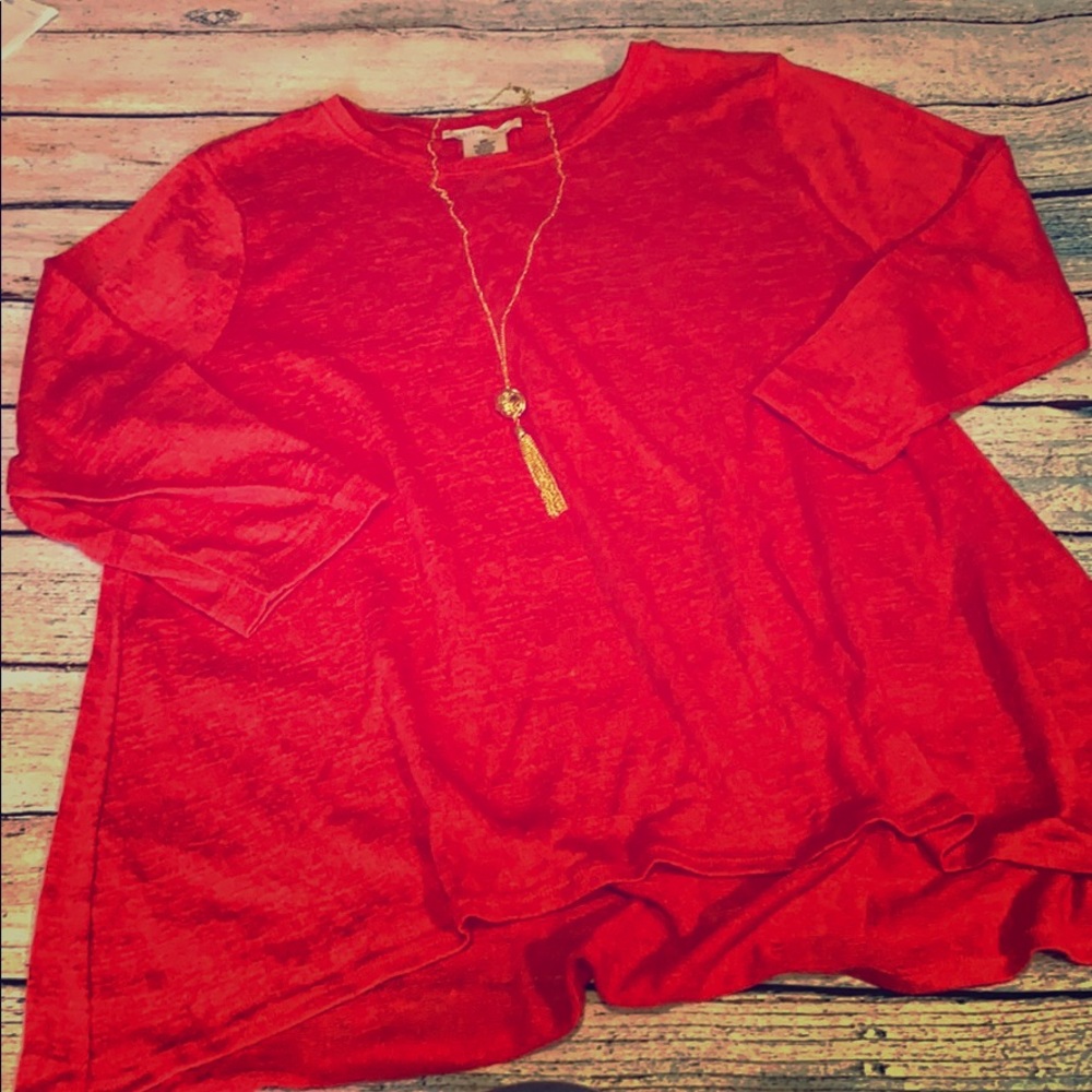 3/$22 Philosophy slub sweater in wild watermelon